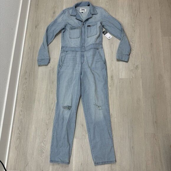 Free People Lee Vintage Modern Union All Coveralls Size XS Barely Blue Denim
